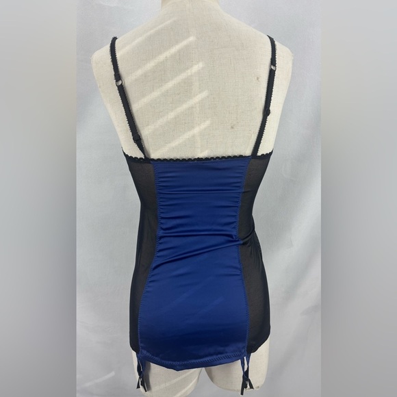 Victoria Secret Sexy Little Things Royal Blue Black Mesh Corset Bra 34B Lingerie - Picture 3 of 11